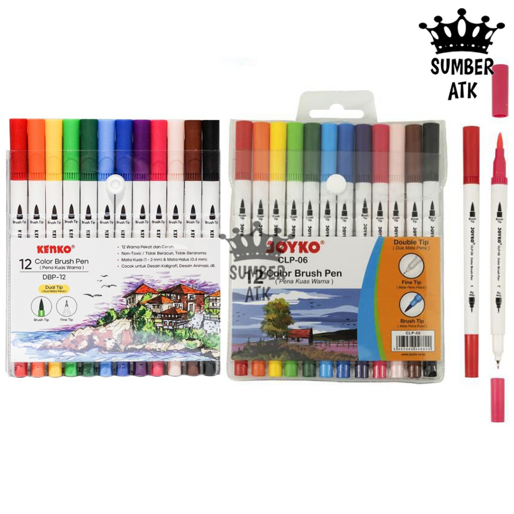 Jual Color Brush Pen / Pena Kuas Warna Joyko CLP06 / 12 Warna / Color