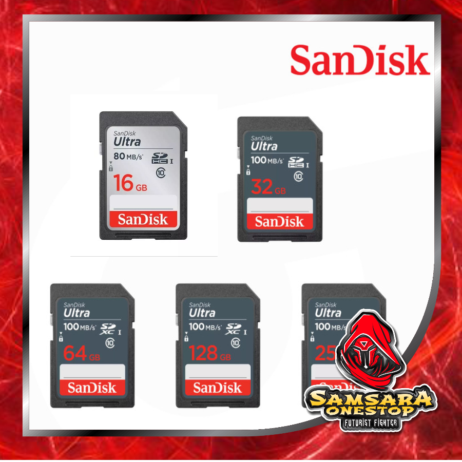 Jual Sandisk SD CARD 100Mb/s SDCARD Memory Camera 16gb 32gb 64gb 128gb