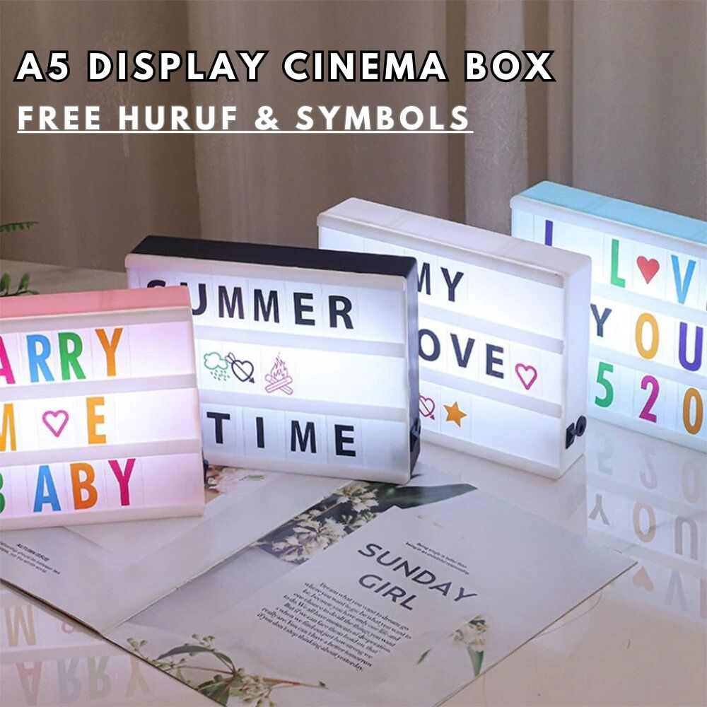 Jual Lampu Display Cinema Light Box A5 Dekorasi Huruf / Lampu Hias DIY ...