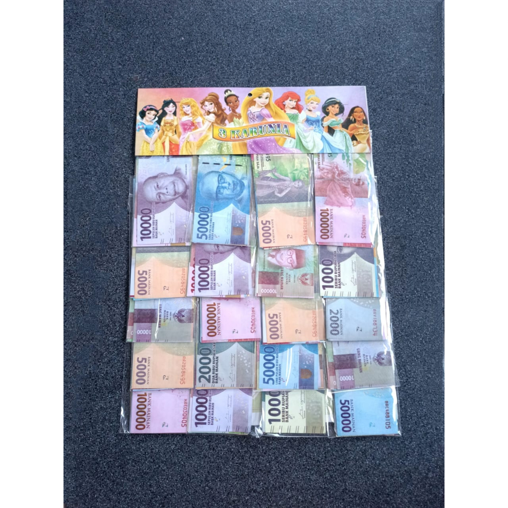 Jual UANG MAINAN PLASTIK NOMINAL CAMPUR WARNA WARNI 1 LEMBAR ISI 20 ...