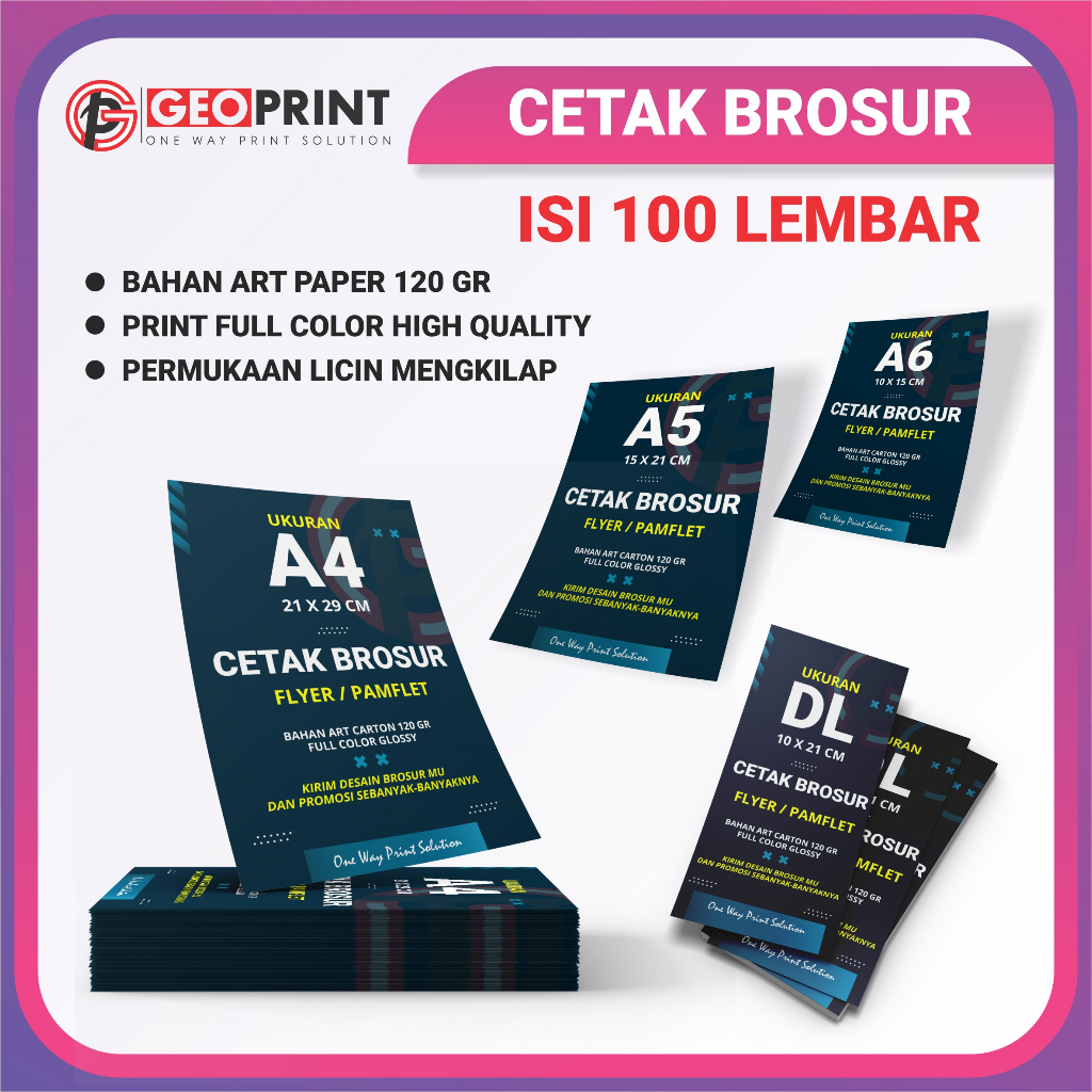 Jual Cetak Brosur Isi 100 Lembar Murah Art Paper 120 Gr Full Color