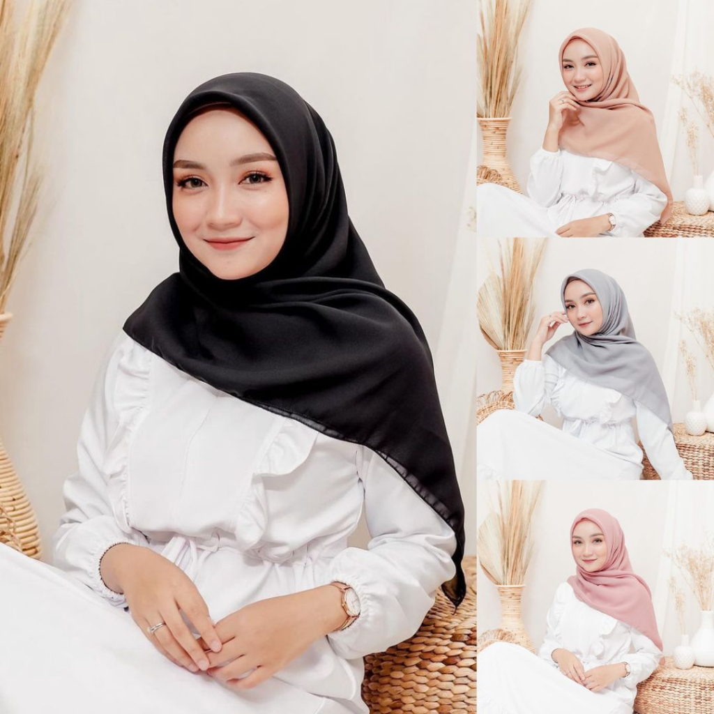 Jual Hijab Bella Square Jilbab Segi Empat Polos Simpel Tebal Adem