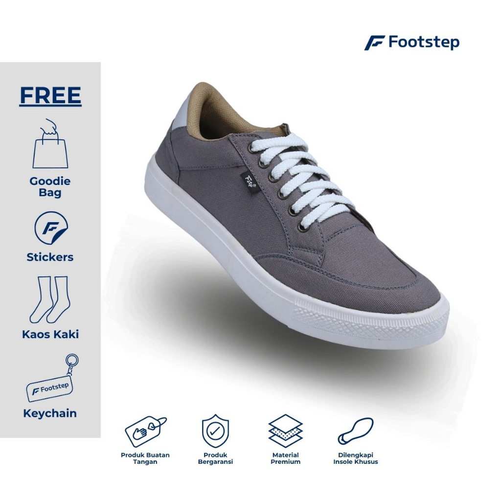 Jual Sepatu Sneakers Pria Casual Footstep Footwear Arka Grey