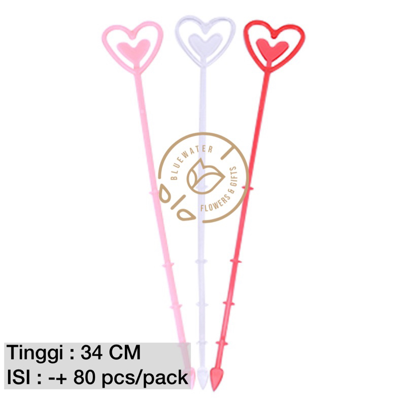 Jual [ Isi 80 pcs ] Stick Card Buket Bunga Transparant Love Plastic 34 ...