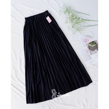 SQUADA ROK PLISKET PREMIUM A Line Mayung 18 Warna Lengkap Hitam Putih Navy Pastel Coklat Milo