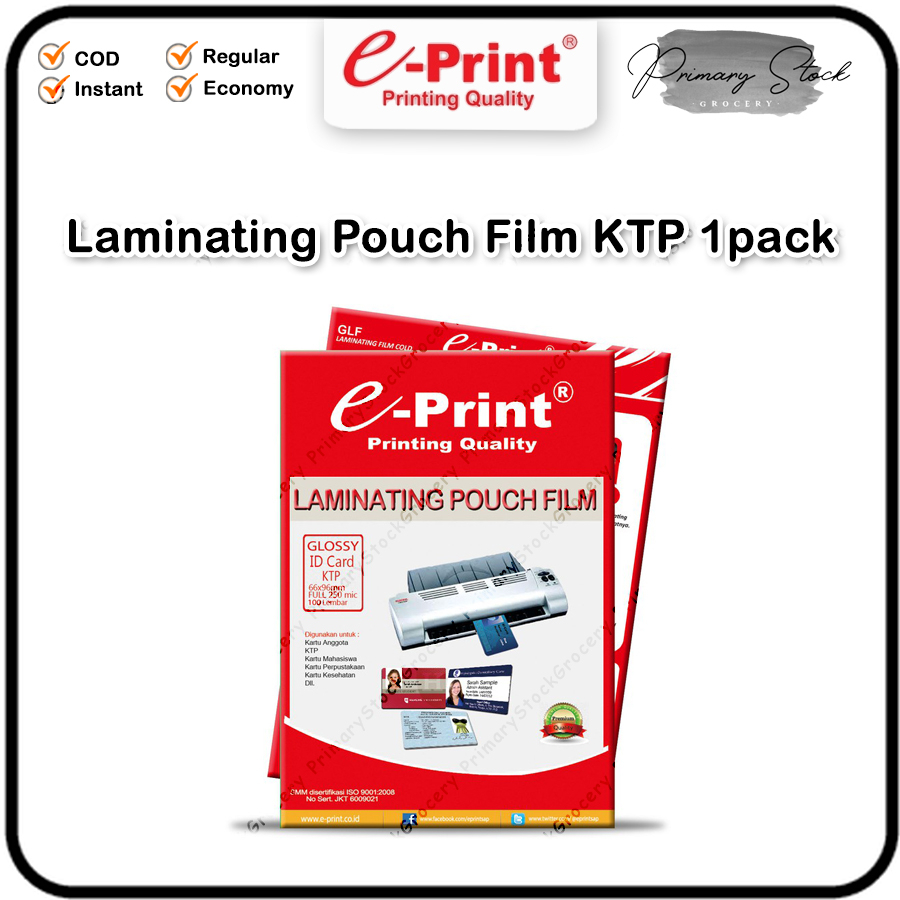 Jual Plastik Laminating Ktp 250 Micron E Print Pouch Film Tebal Id Card