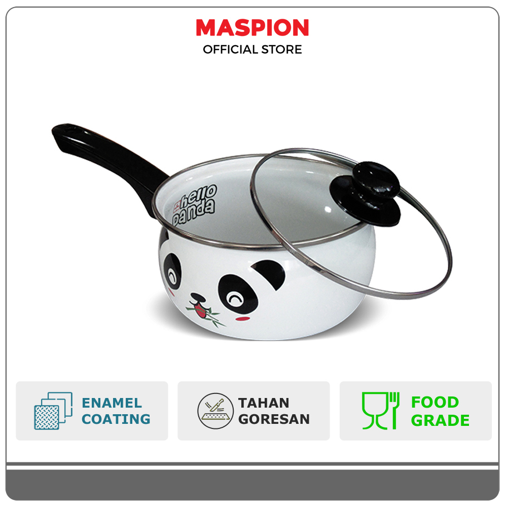 Jual Maspion Panda Saucepan Enamel Hello Panda + Tutup Kaca 18 Cm ...