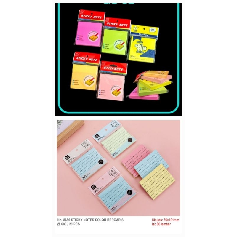 Jual Sticky Note Pembatas Buku 3x3/100 1 Warna / Stick Note'/Notes