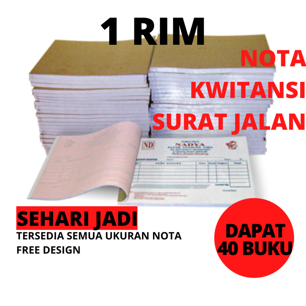 Jual Nota 1 Rim Custom 1 2 3 Rangkap Ply Surat Jalan Kwitansi Bon Invoice Form Shopee Indonesia 3583