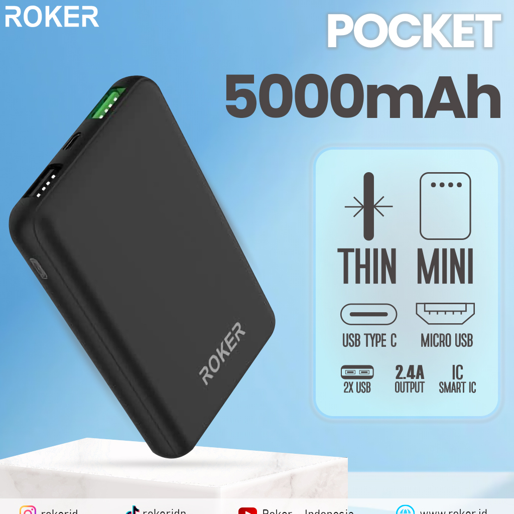 Jual Powerbank Roker Rp Pocket Mah Shopee Indonesia