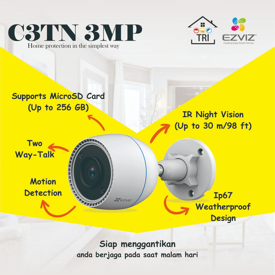 Jual Ezviz IP Camera CCTV Outdoor C3TN Outpro 3MP 2K Wifi Smart Home ...