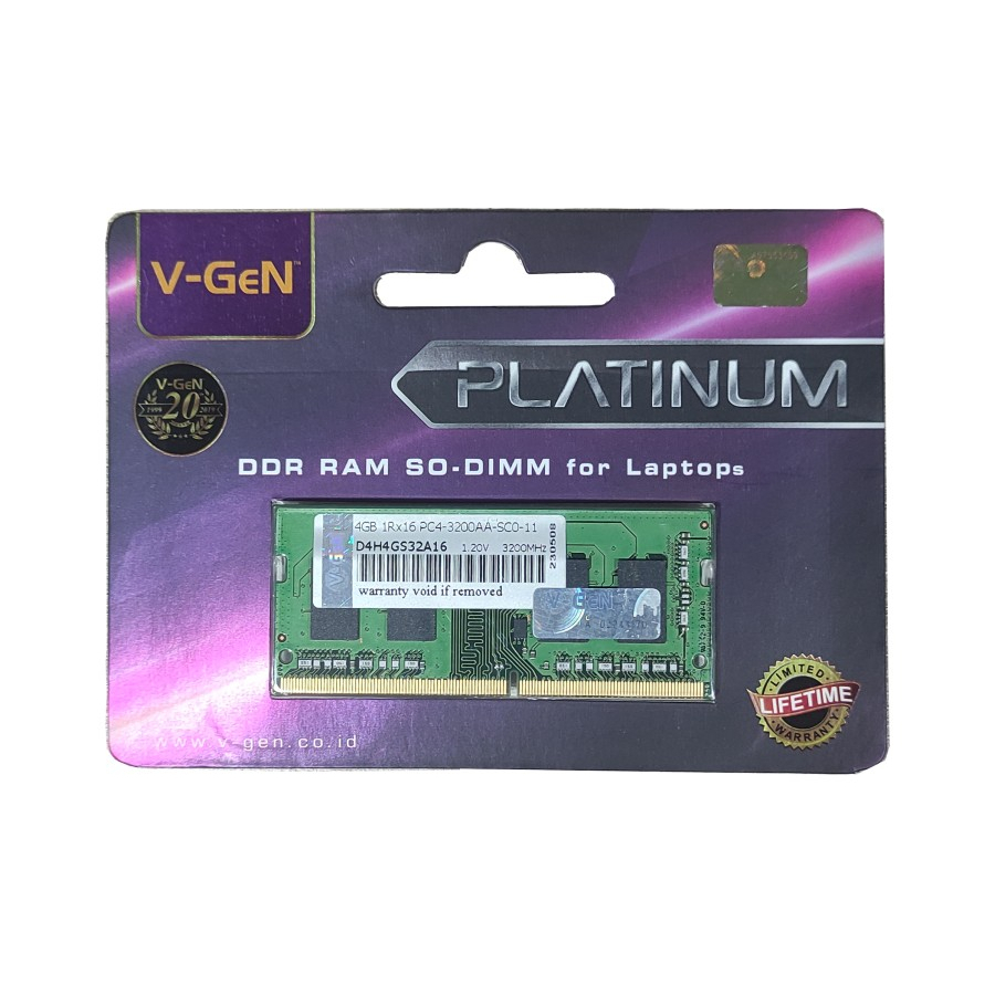 Jual RAM DDR4 SODimm V GeN Platinum 4GB PC25600 3200Mhz Memory Laptop VGEN Shopee Indonesia