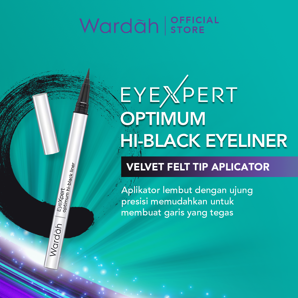 Wardah EyeXpert Optimum Hi-Black Liner - Eyeliner Spidol Waterproof Dengan Warna Intense - Eyeliner Tahan Lama dengan Satin Finish - Cepat Kering - Mudah Diaplikasikan