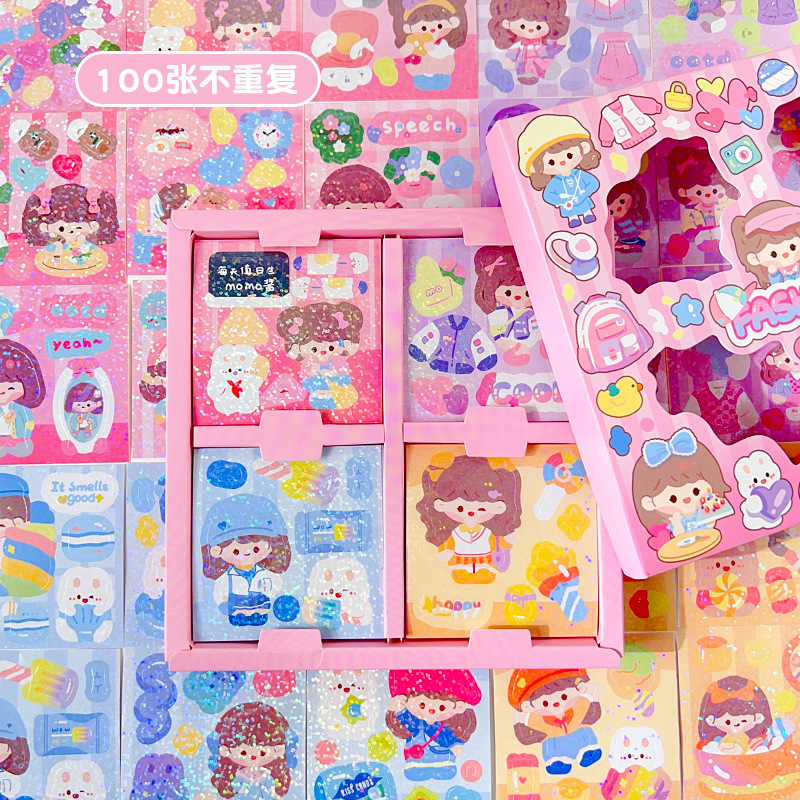 Jual Stiker Box Momo 1 Box isi 100 Lembar Sticker Glitter | Shopee ...