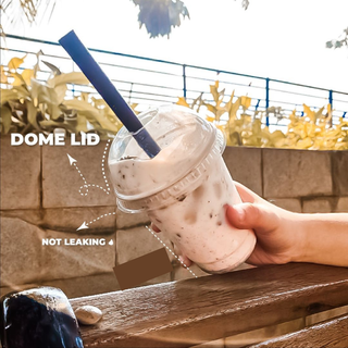 Jual Cup Gelas 16 Oz Datar PET 13gr + Tutup Lid Anti Tumpah / Gelas Cup