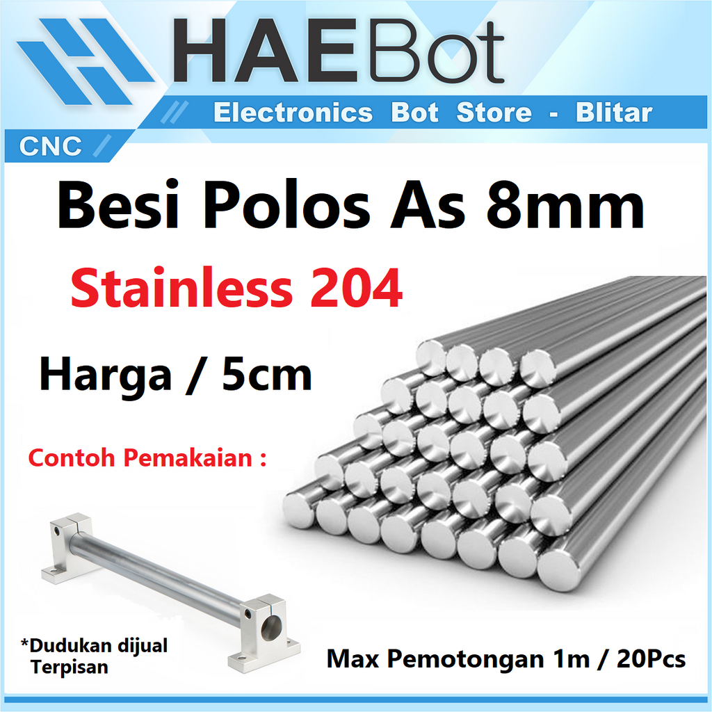 Jual Haebot Besi Polos Linear Shaft As Mm Stainless Steel Cnc D