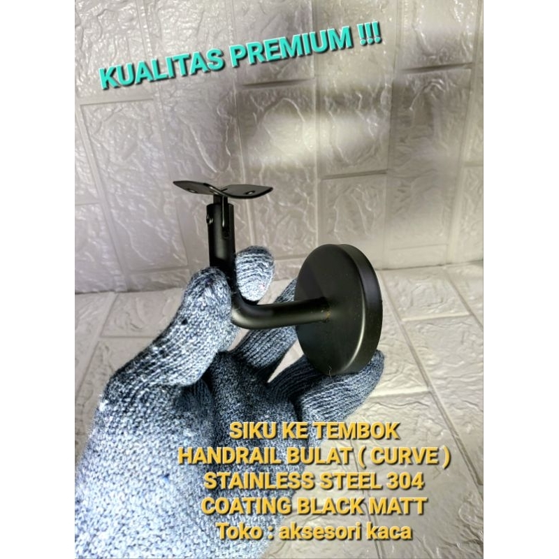 Jual SIKU HANDRAIL BULAT TEMBOK HITAM BLACK BRAKET BANISTER STAINLESS ...