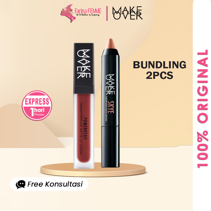 Jual Femme 190ribu 2pcs Make Over Power Lips On Bundle Powerstay Transferproof Lip Cream 4539