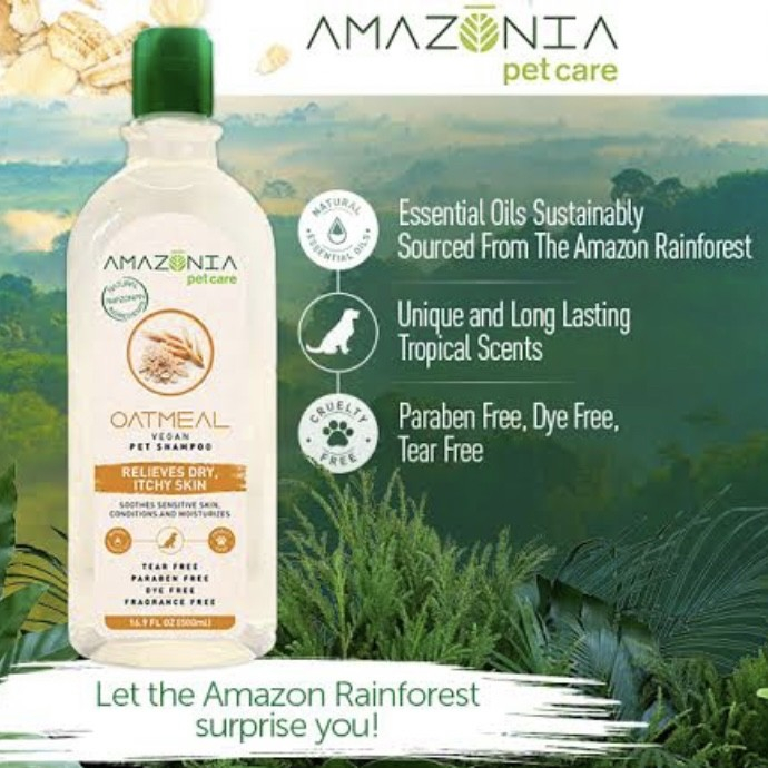 Jual Pet Shampoo AMAZONIA Oatmeal 500ml vegan sampo anjing kucing sensitif Shopee Indonesia