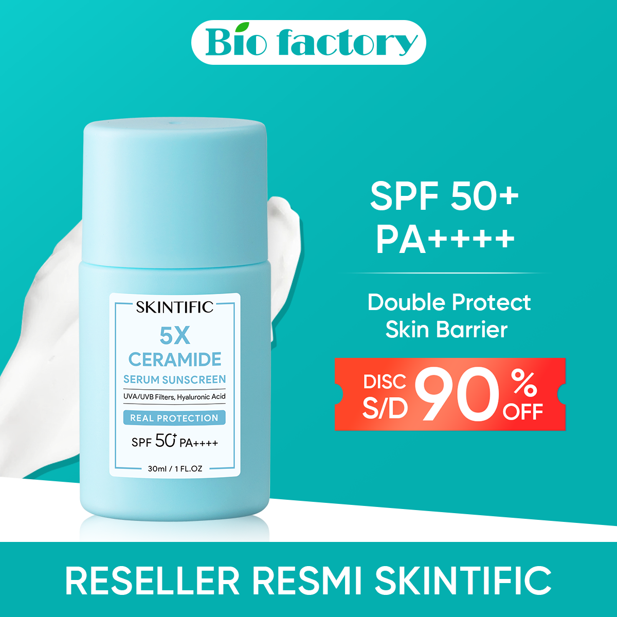 Jual SKINTIFIC 5X Ceramide Serum Sunscreen SPF50 PA++++ Tabir Surya ...