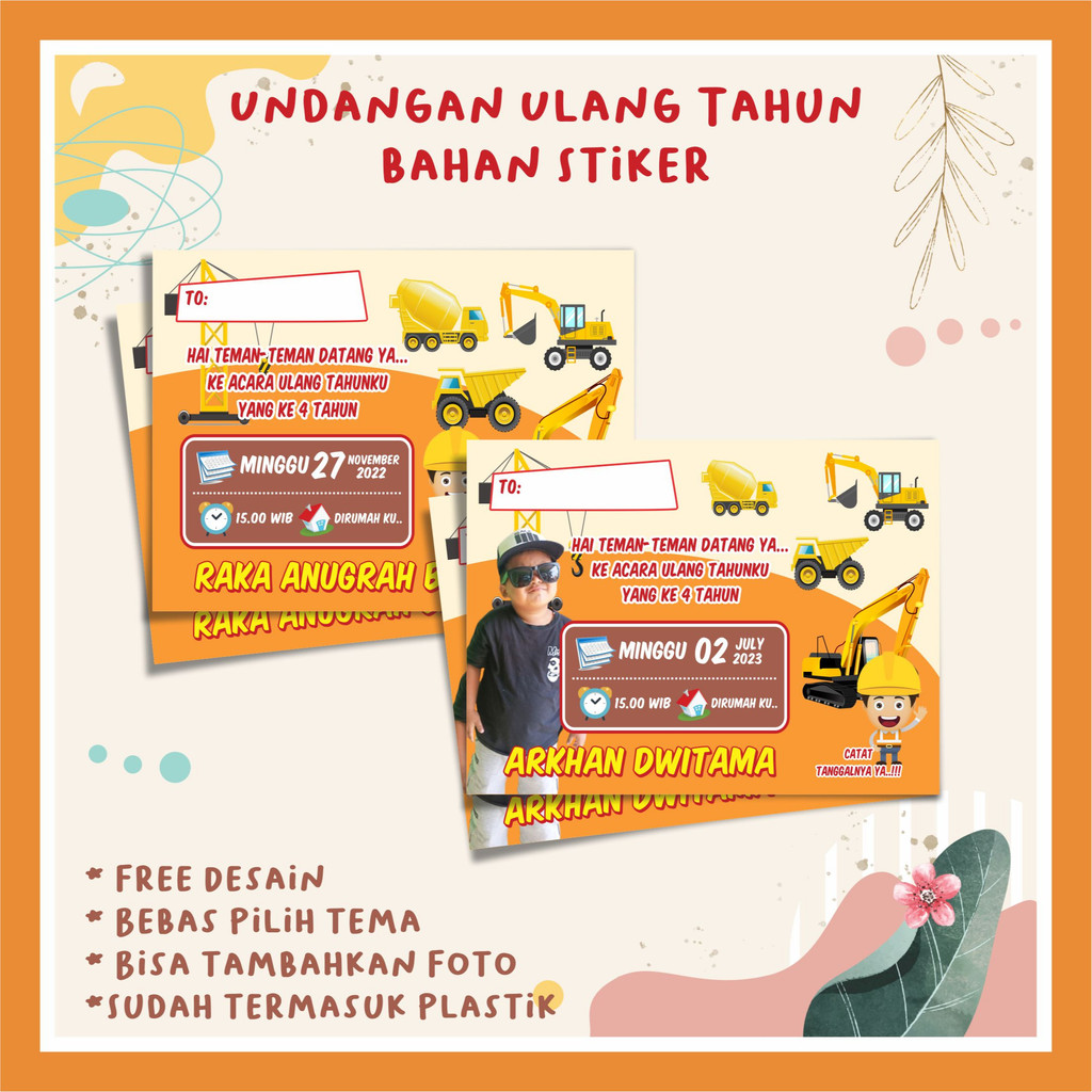 Jual Sticker Undangan Ulang Tahun Anak Birthday Custom Bahan Stiker ...