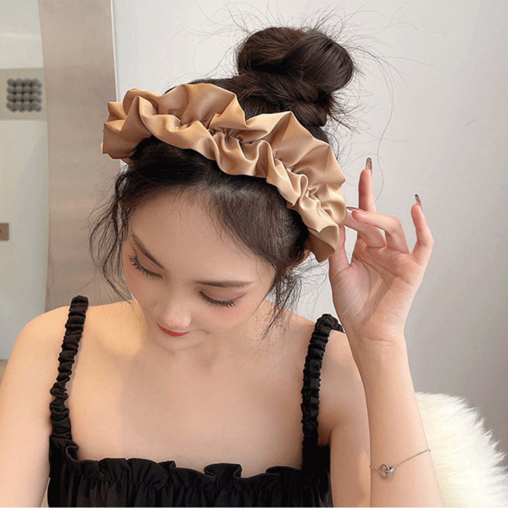 Jual Yoora Collection Bando Pangsit Korean Big Headband Bandana Kerut Sifon Satin Shopee Indonesia 