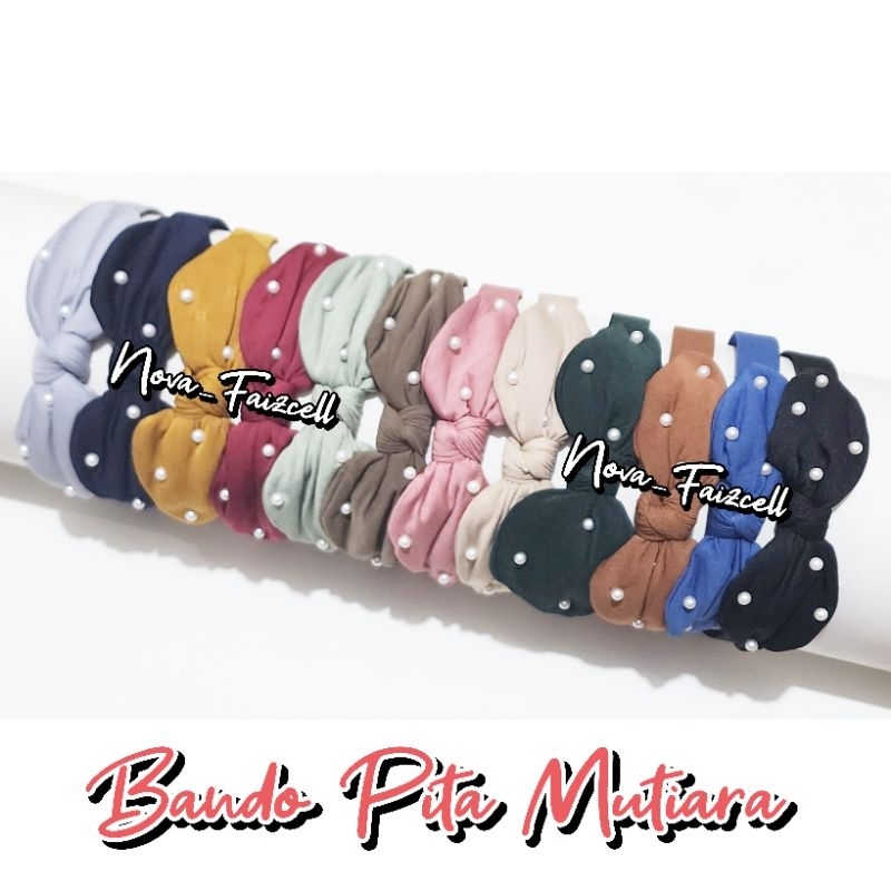 Jual Bando Bandana Rambut Pita Simpul Kain Mutiara Premium Dewasa Shopee Indonesia 