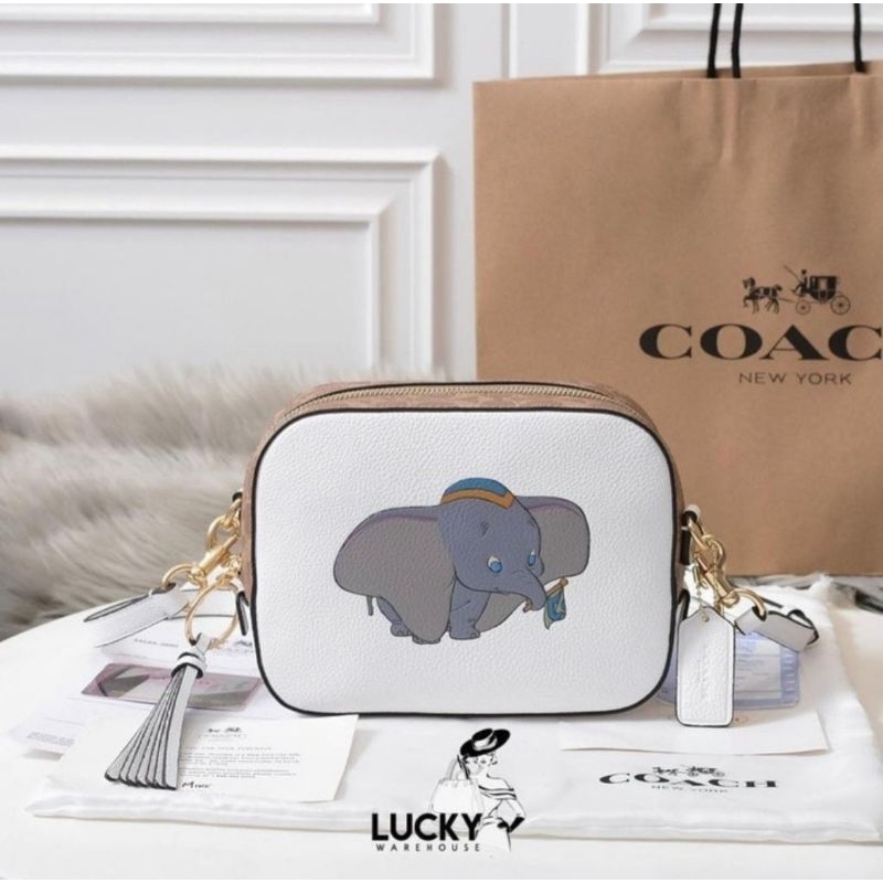 Jual Coach x Disney Dumbo Camera Bag In Chalk Calfskin ORIGINAL 100