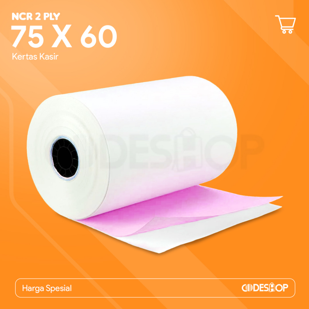 Jual Ncr 2 Ply Kertas Kasir 75 X 60 Mm 1 Roll Struk Dot Matrix Hvs