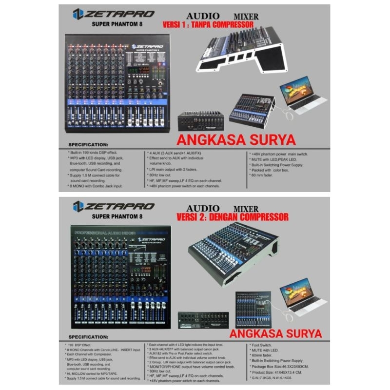 Jual Mixer Zetapro Super Phantom Original Reverb Dsp Shopee