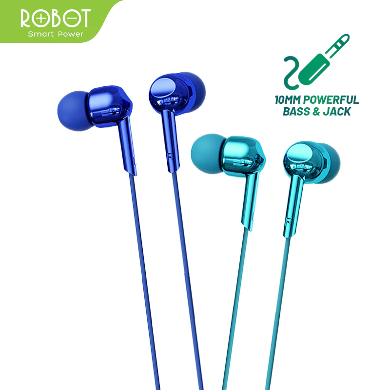 Headset Robot RE40 Headset Wired Earphone Full Electroplated Original - Garansi 1 Tahun