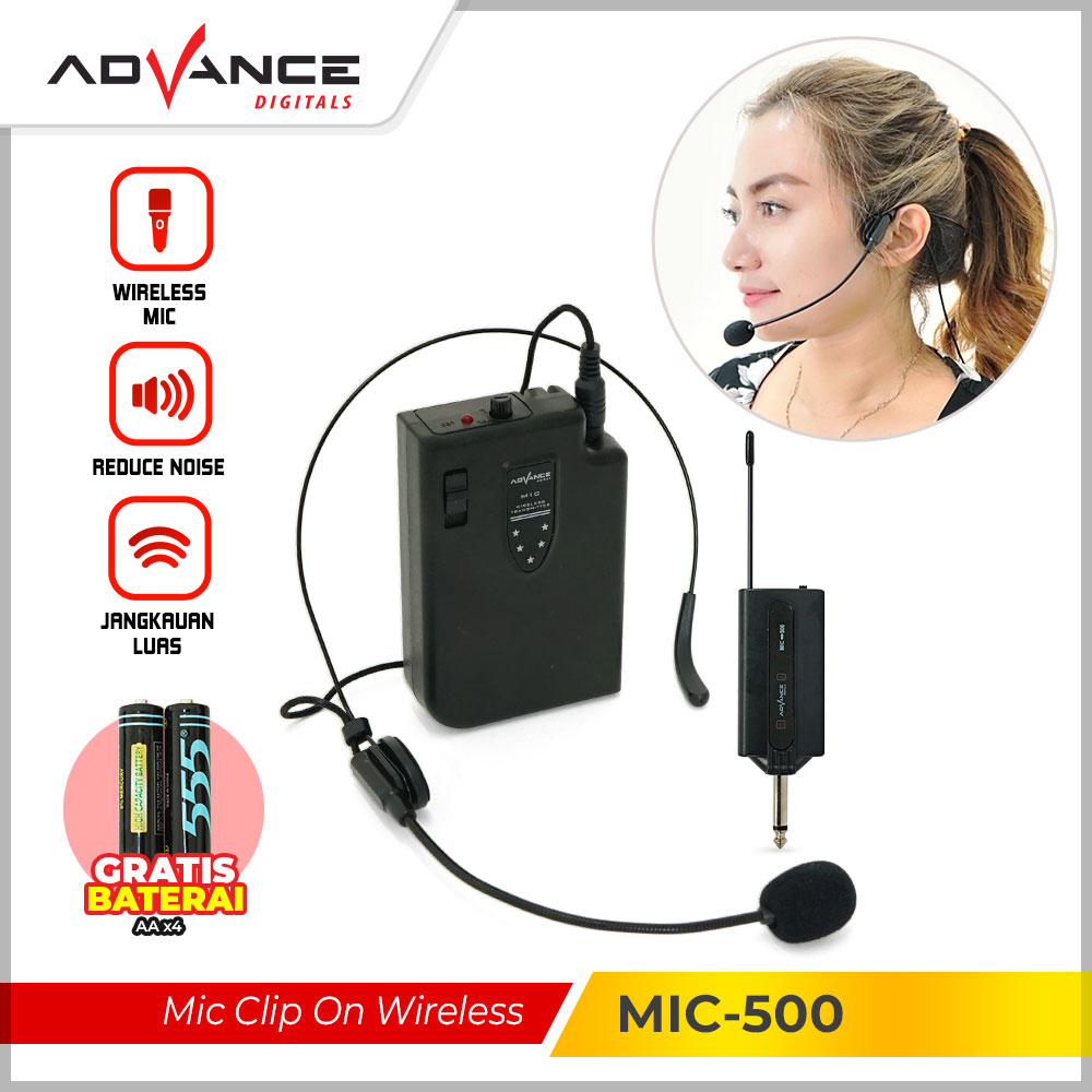 Clip on Advance Mic 500 Mic Bando Wireless Mic Clip On Mikrofon Eksternal Bergaransi 1 Tahun