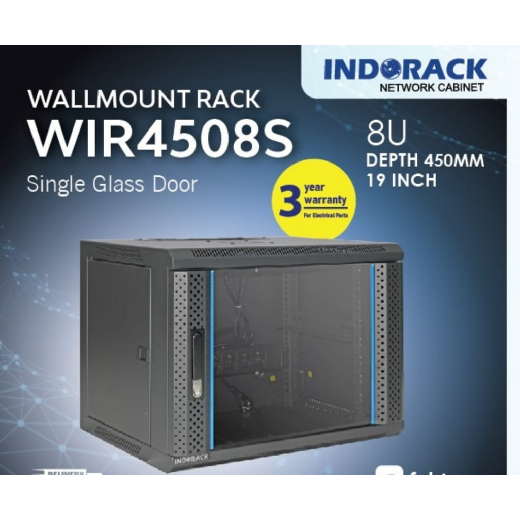 Jual WIR4508S 8U Wallmount Rack Depth 450mm Single Door 19