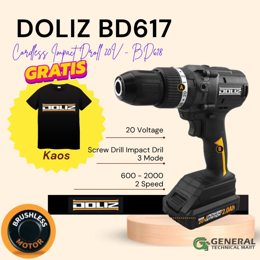 Jual Doliz Brushless Cordless Impact Drill V Bd Mode Speed