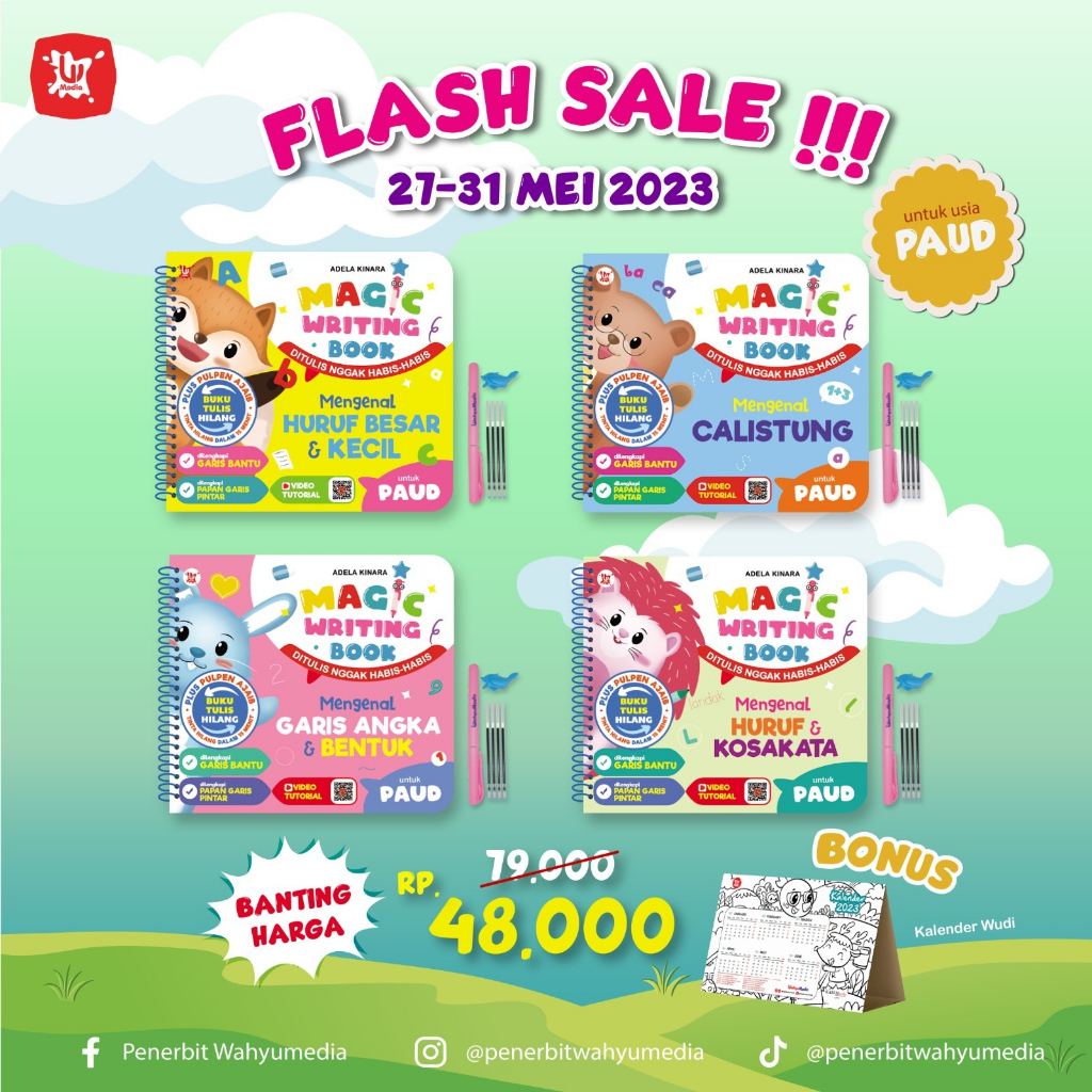 Jual BUKU TULIS HAPUS MAGIC WRITING BOOK HURUF BESAR & KECIL HURUF