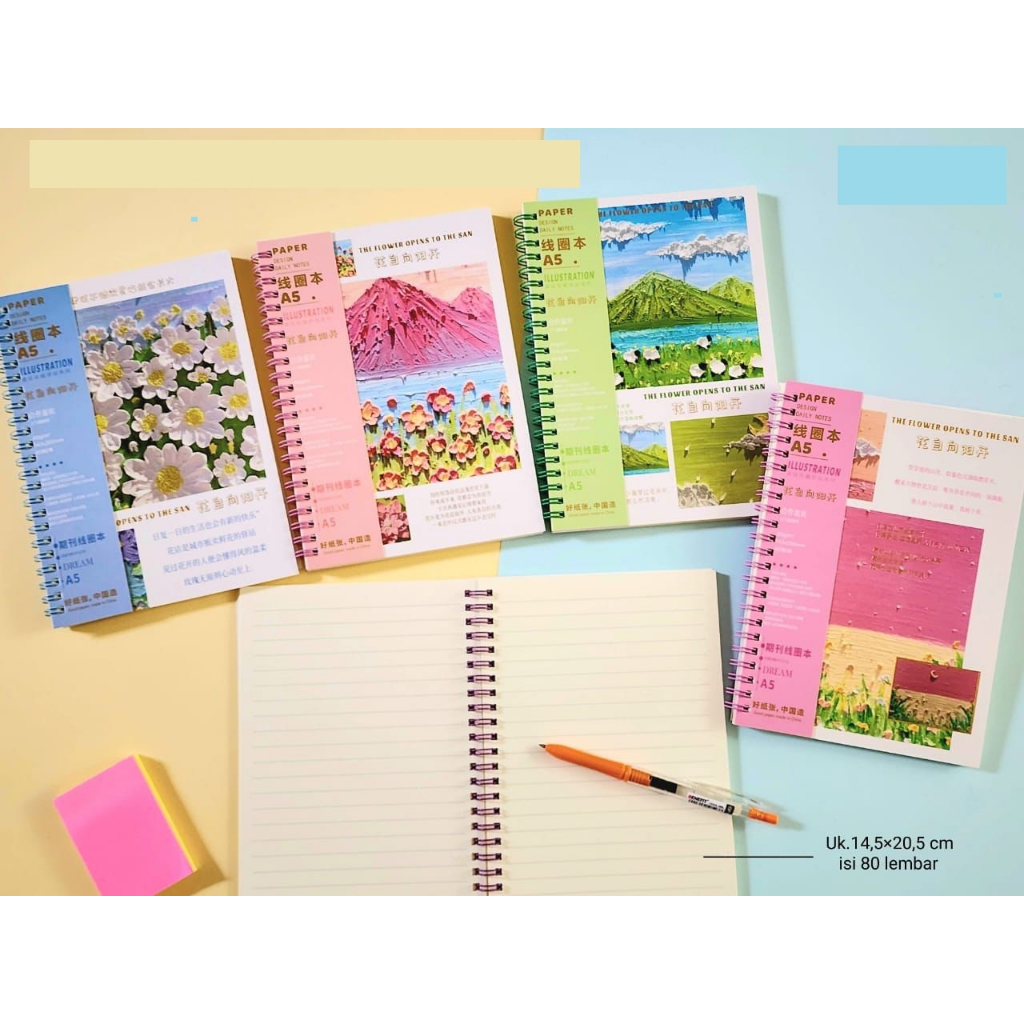 Jual Spiral notebook ILLUSTRATION A5 80GSM 80LEMBAR | Shopee Indonesia