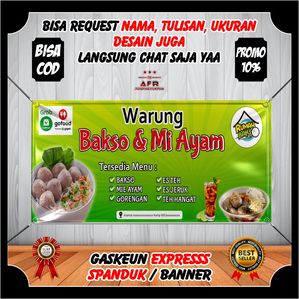 Jual Spanduk Banner Backdrop Mie Ayam Bakso Berkualitas Banner Benner