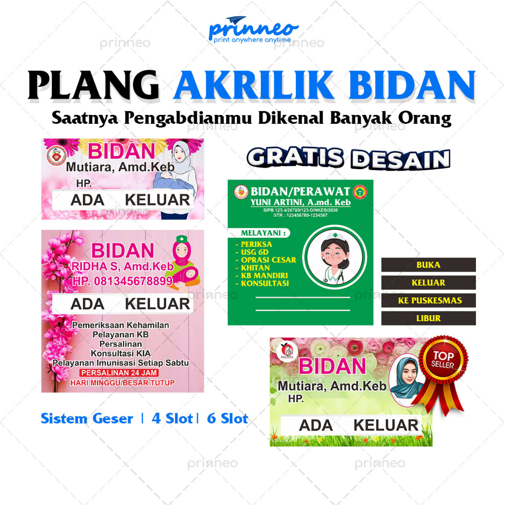 Jual Plang Papan Nama Bidan Dokter Bahan Akrilik Gratis Desain Shopee Indonesia