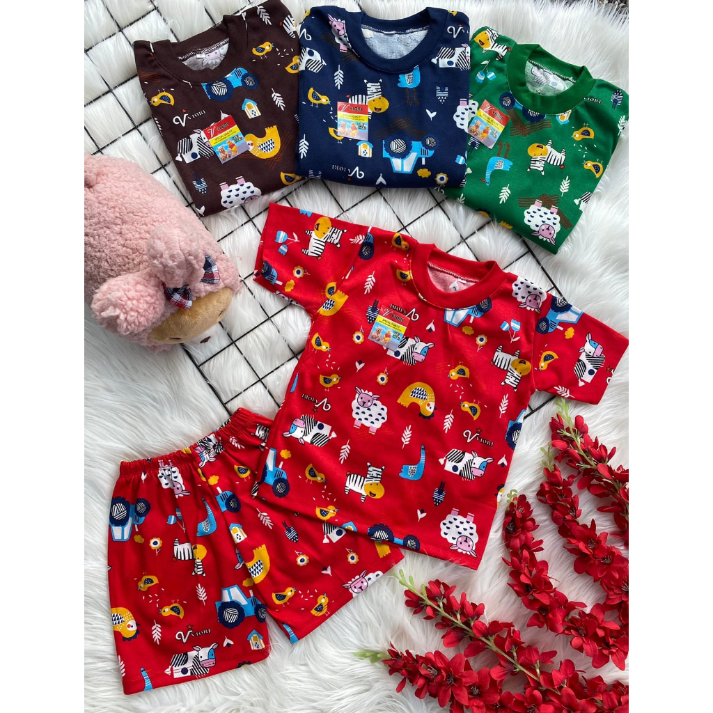 jual-stelan-baju-anak-lucu-murah-motif-jungle-animal-pendek-celana