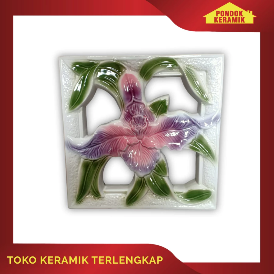 Roster Keramik Lubang Angin Dinding 30x30 RO 48 C Anggrek Ungu
