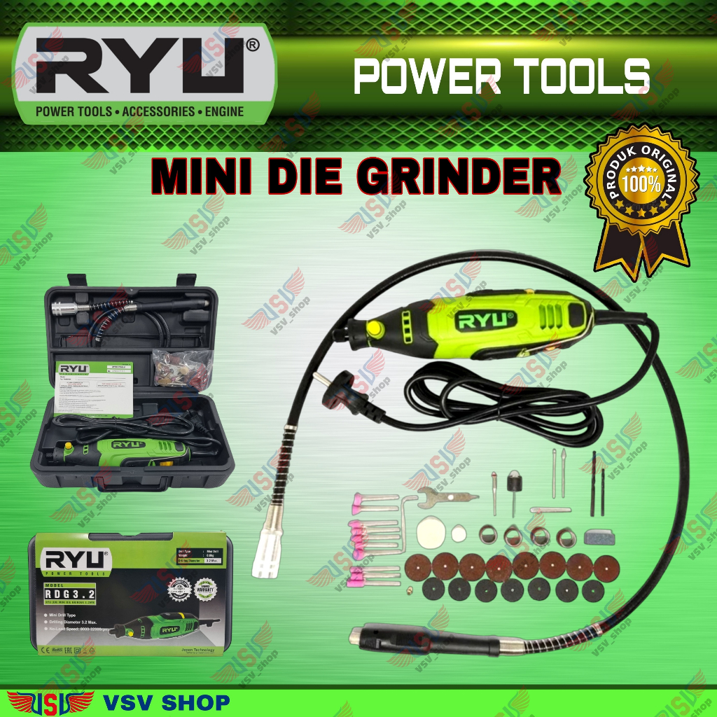 Jual RYU Mini Die Grinder 3.2mm Ryu RDG 3.2 Mesin Gurinda botol RYU ...
