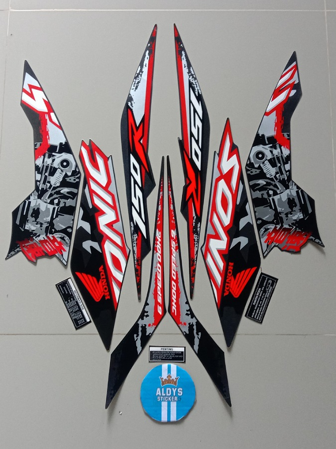Jual sticker striping motor honda sonic 150 se 2018 hitam merah ...