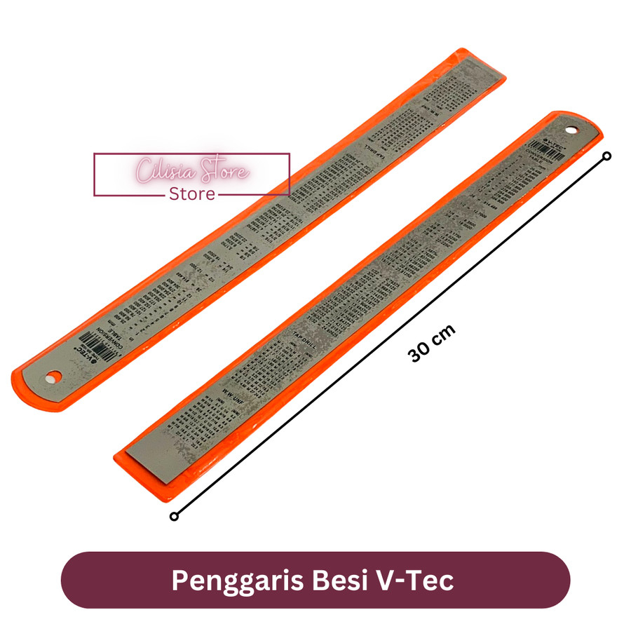 Jual Penggaris Besi V-TEC 30cm / Garisan Besi / Stainless Ruler ...