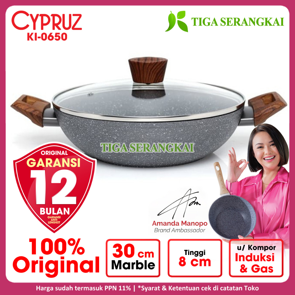 Jual Cypruz Fry Pan Wok Penggorengan Wajan Kuali Marble Cm Ki