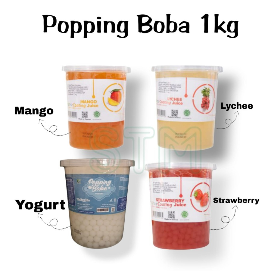 Jual Popping Bobba 1Kg /Poping Boba 1kg Mango Lychee Strawberry Yogurt