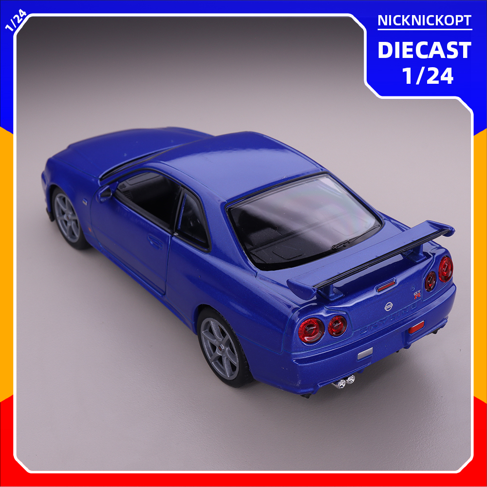 Jual Miniatur Mobil Welly Nissan Skyline GT-R R34 Blue Diecast Skala 1: ...