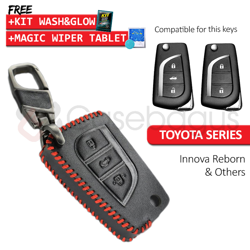 Jual Toyota Innova Reborn G V - Black Red Case Kunci Mobil Key Cover ...