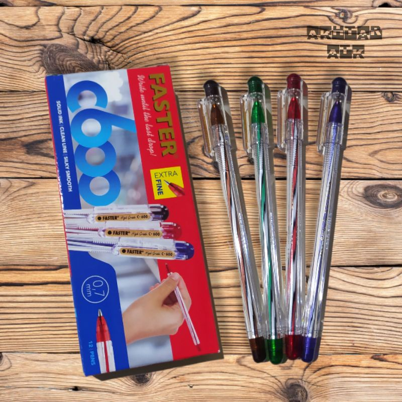 Jual Bolpen Pulpen Bolpoin Pena Faster C600 C 600 C 600 Extra Fine 0 7mm Perpak Shopee