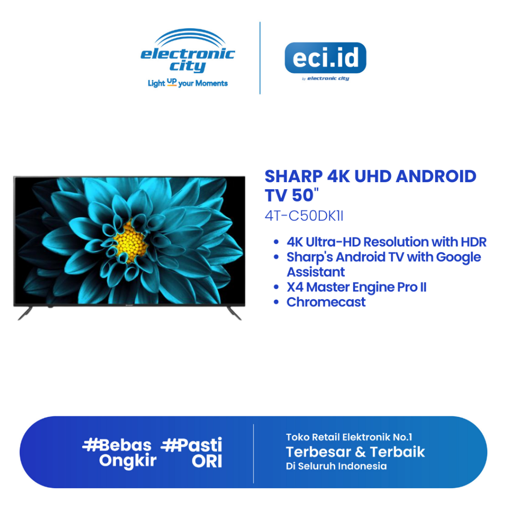 Jual Sharp 50 Inch 4K Android TV UHD 4TC50DK1I Shopee Indonesia