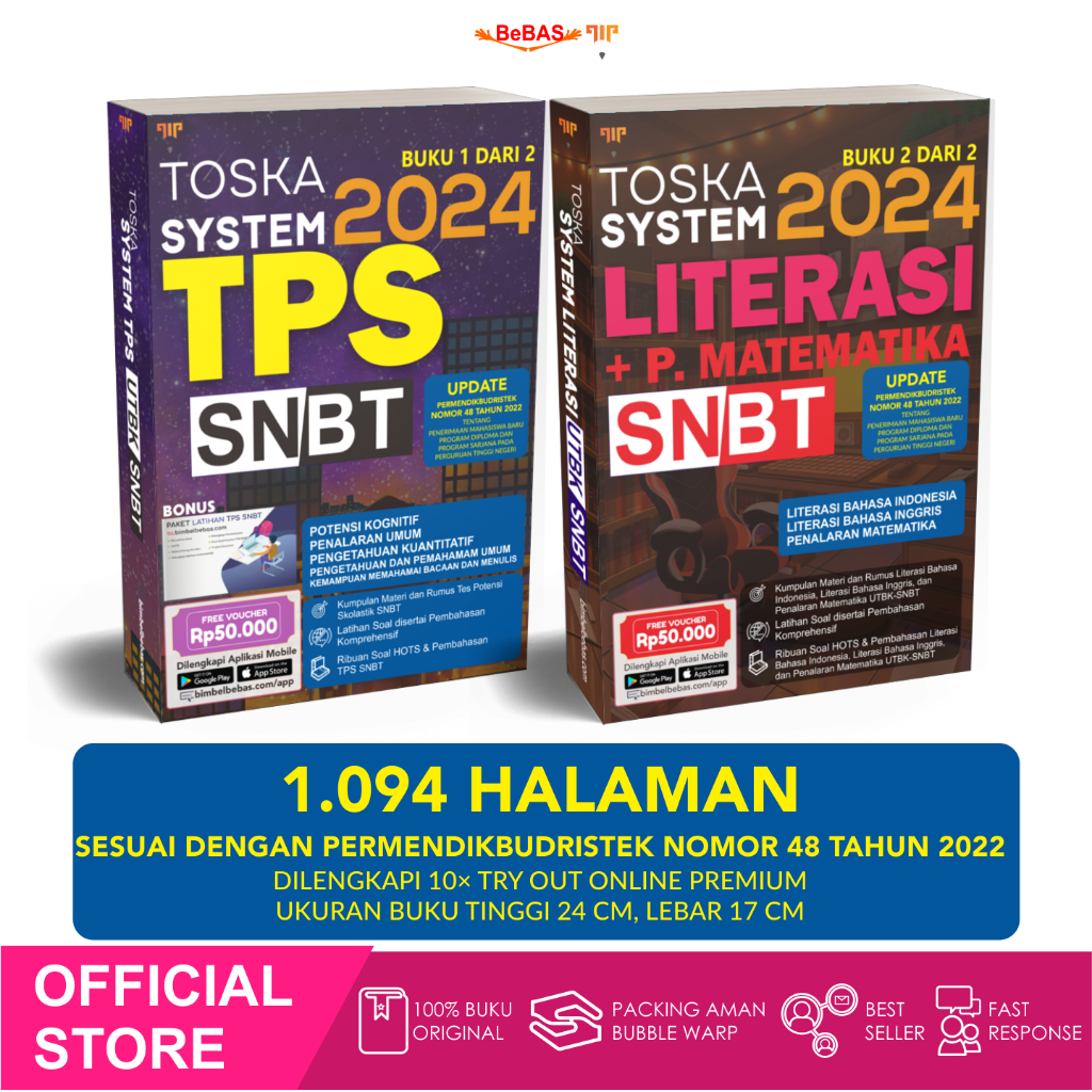 Jual Bebas Toska Buku UTBK SNBT 2024 7 Subtes [TPS, Literasi, dan